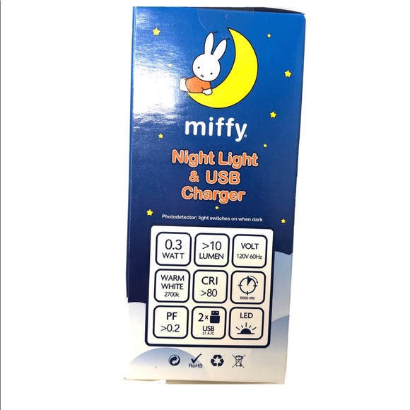 Miffy Yellow Bunny Warm White LED Night Light With Dual USB Charger 5” - Picture 6 of 8